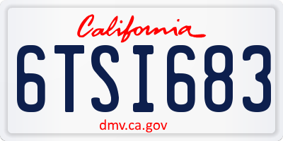 CA license plate 6TSI683