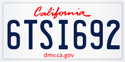 CA license plate 6TSI692