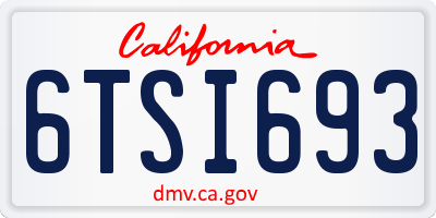 CA license plate 6TSI693