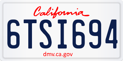 CA license plate 6TSI694