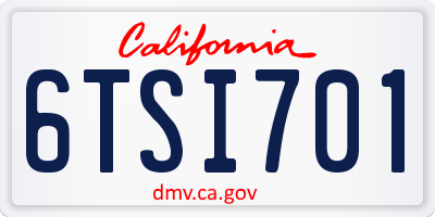 CA license plate 6TSI701