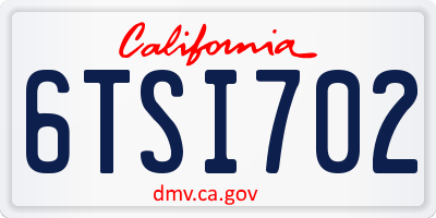 CA license plate 6TSI702