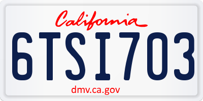 CA license plate 6TSI703