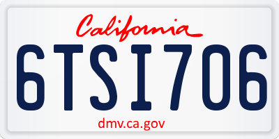 CA license plate 6TSI706