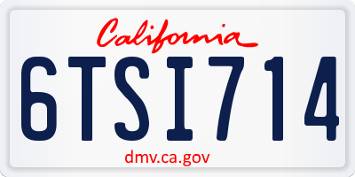 CA license plate 6TSI714