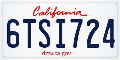 CA license plate 6TSI724