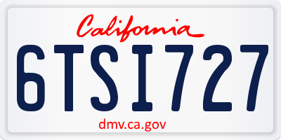 CA license plate 6TSI727