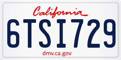 CA license plate 6TSI729