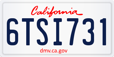 CA license plate 6TSI731