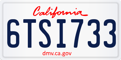 CA license plate 6TSI733