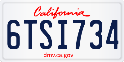 CA license plate 6TSI734