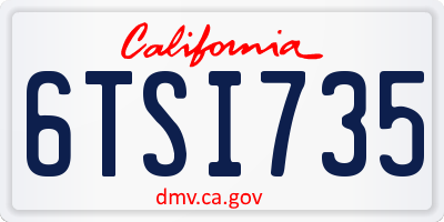 CA license plate 6TSI735