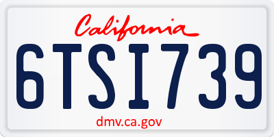 CA license plate 6TSI739