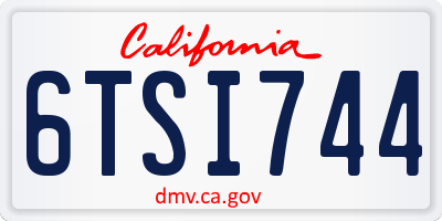 CA license plate 6TSI744