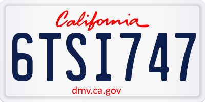 CA license plate 6TSI747