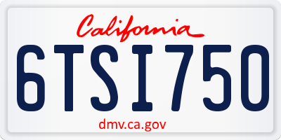 CA license plate 6TSI750