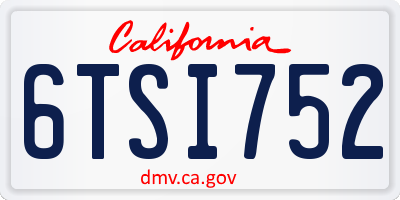 CA license plate 6TSI752