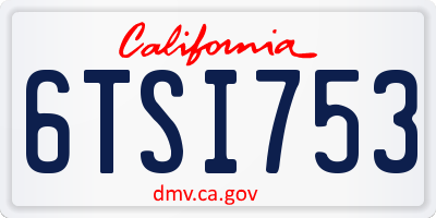CA license plate 6TSI753