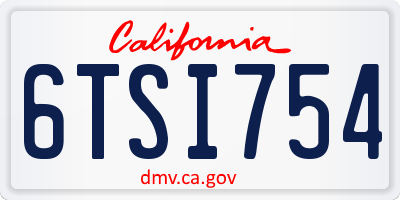 CA license plate 6TSI754