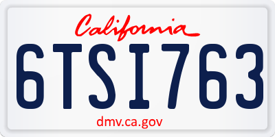 CA license plate 6TSI763