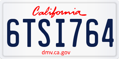 CA license plate 6TSI764