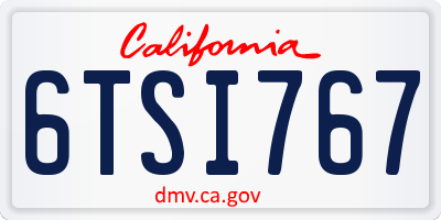 CA license plate 6TSI767