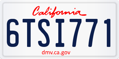 CA license plate 6TSI771