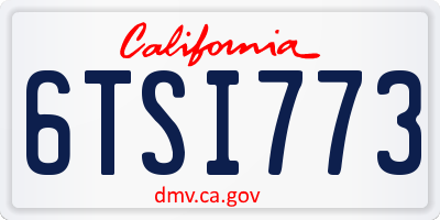 CA license plate 6TSI773