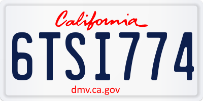 CA license plate 6TSI774