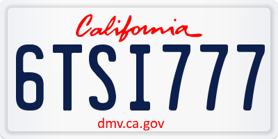 CA license plate 6TSI777