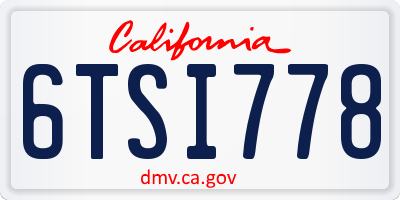 CA license plate 6TSI778