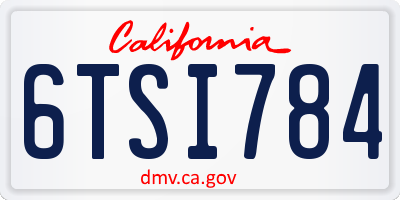 CA license plate 6TSI784