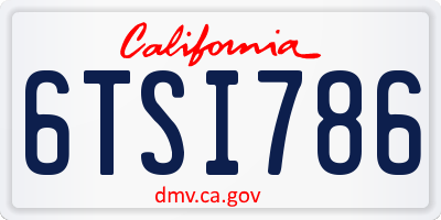 CA license plate 6TSI786
