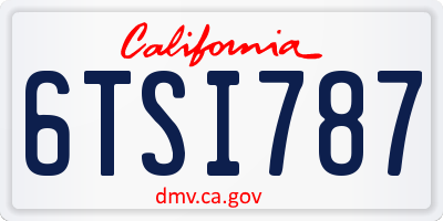 CA license plate 6TSI787