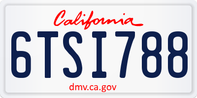 CA license plate 6TSI788