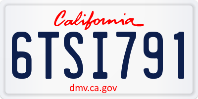 CA license plate 6TSI791