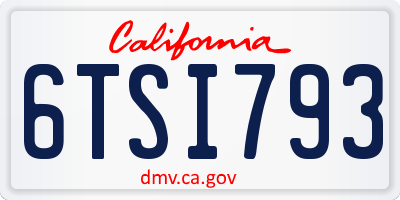 CA license plate 6TSI793