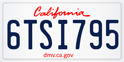 CA license plate 6TSI795