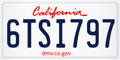 CA license plate 6TSI797