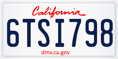 CA license plate 6TSI798