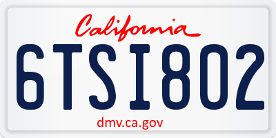 CA license plate 6TSI802