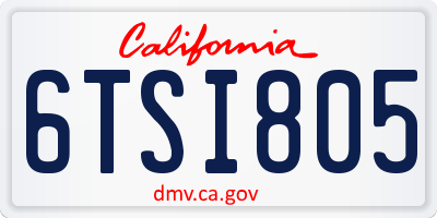 CA license plate 6TSI805
