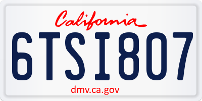CA license plate 6TSI807