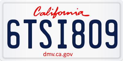 CA license plate 6TSI809