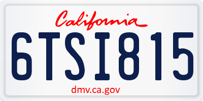 CA license plate 6TSI815