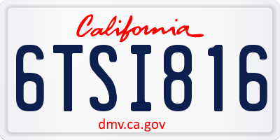 CA license plate 6TSI816