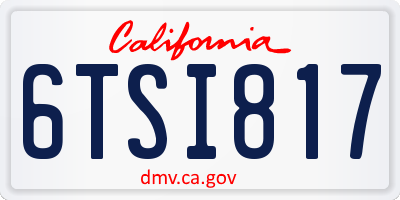 CA license plate 6TSI817