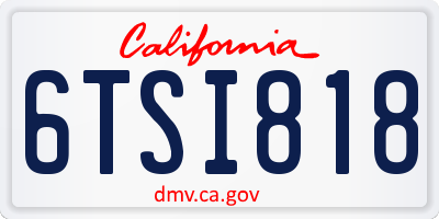 CA license plate 6TSI818