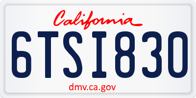 CA license plate 6TSI830