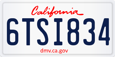 CA license plate 6TSI834
